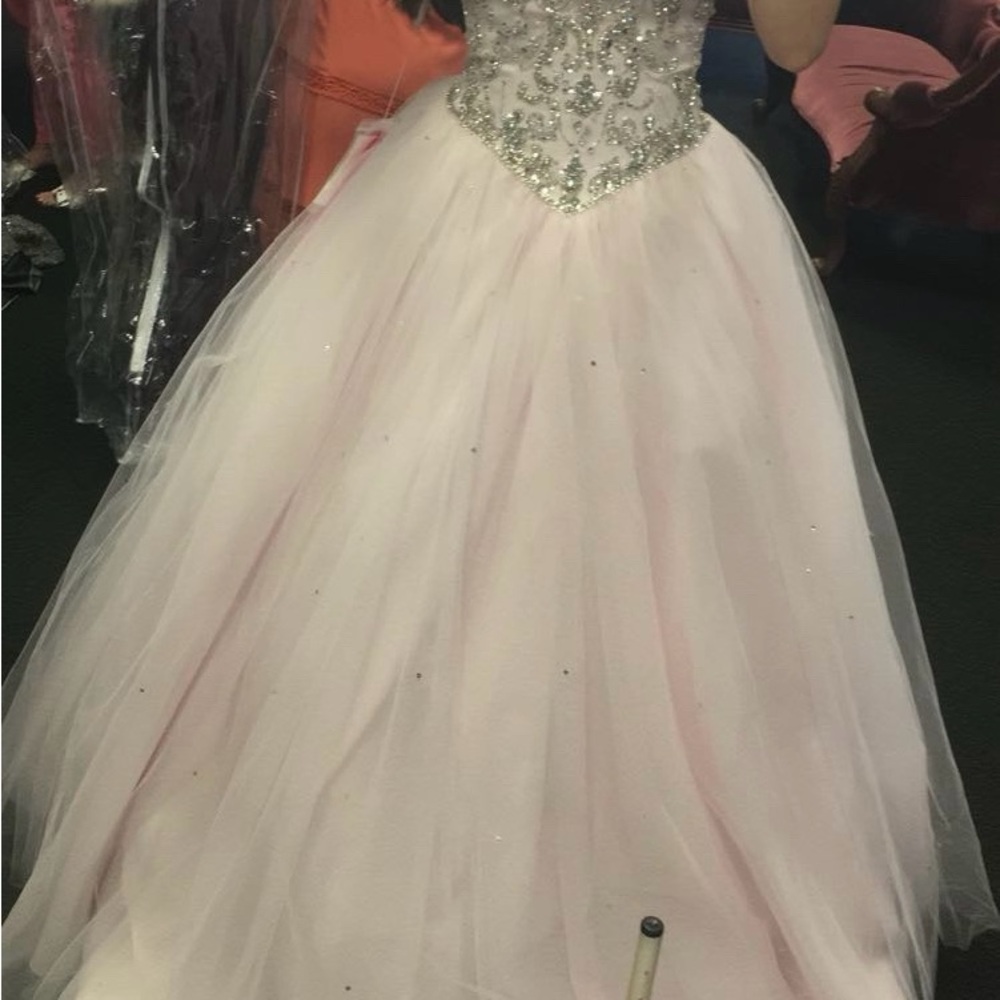 Elegant Pink and Silver Ball Gown